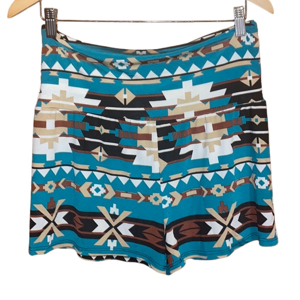 •SUPER LINE BY STELLA LOUISE•NWT BOHO  AZTEC HIGH WAISTED/FOLDOVER SHORTS SIZE L